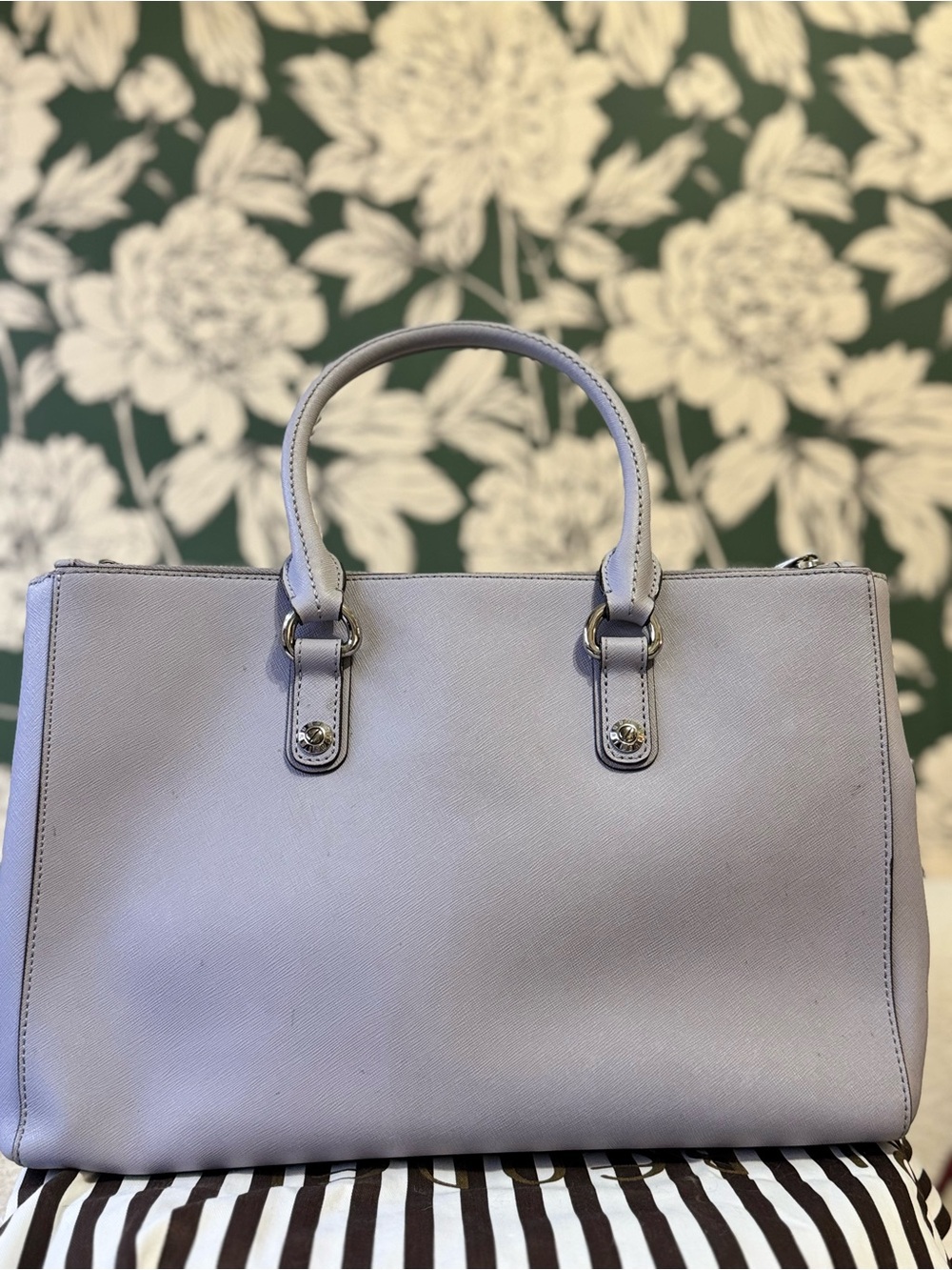 henri bendel Pale Grey Saffiano Satchel with Detachable Strap - Picture 5 of 15